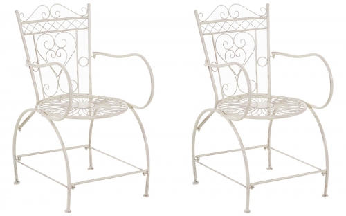 Kovová židle Sheela s područkami (SET 2 ks) - Krémová antik