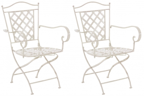 Kovová židle Adara (SET 2 ks) - Krémová antik