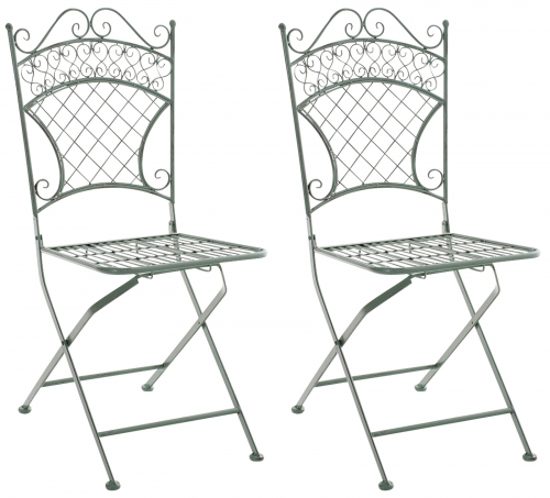 Skládací kovová židle Adelar (SET 2 ks) - Zelená antik