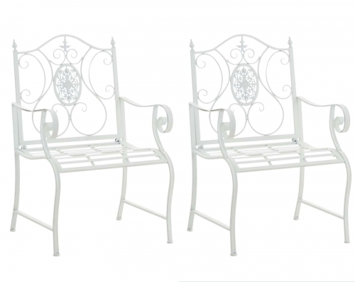 Kovová židle Punjab s područkami (SET 2 ks) - Bílá