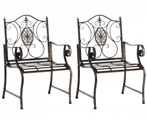 Kovová židle Punjab s područkami (SET 2 ks) - Bronzová